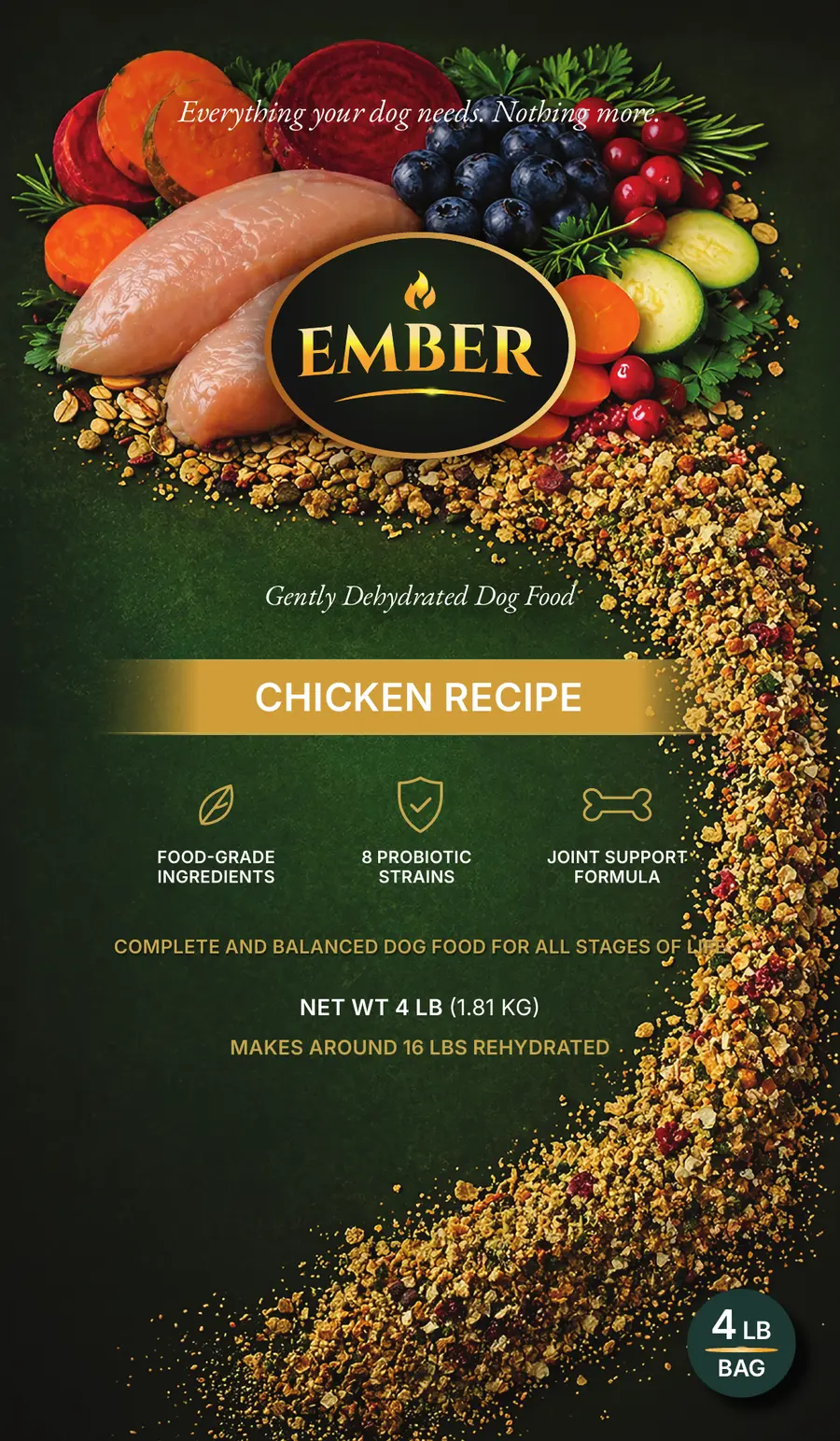 Front of the Ember Chicken recipe label.
