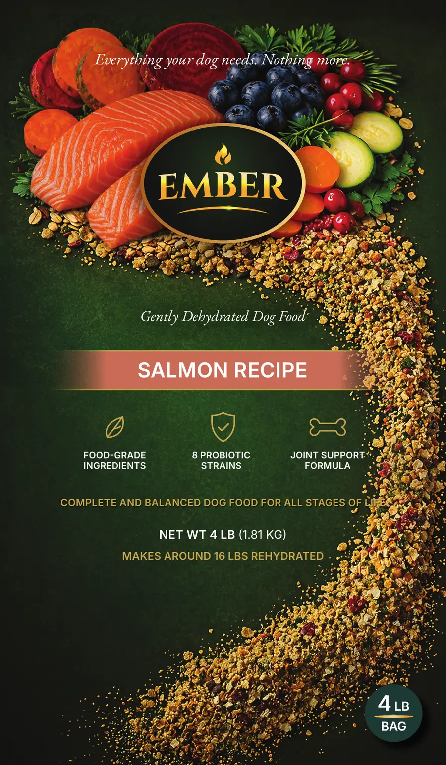 Front of the Ember Salmon recipe label.